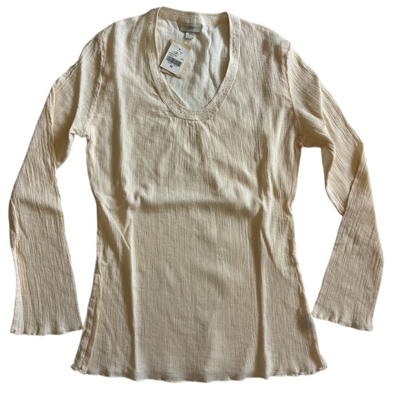 J. Jill Cream sheer Long Sleeve Top - Picture 1 of 9